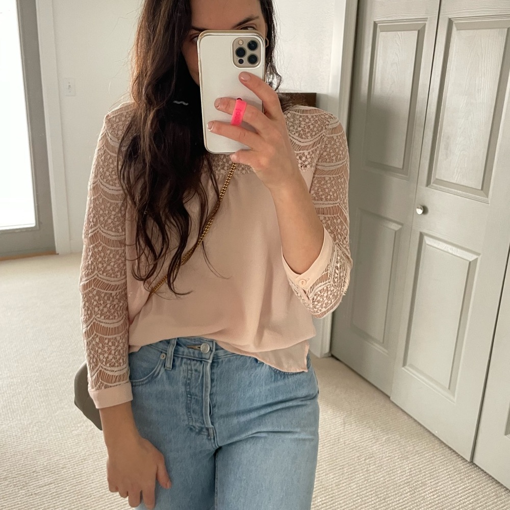 Blush Lace Sheer Flowy Top